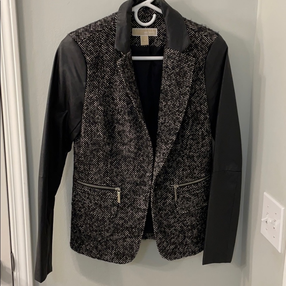 MICHAEL Michael Kors Tweed & Leather Blazer